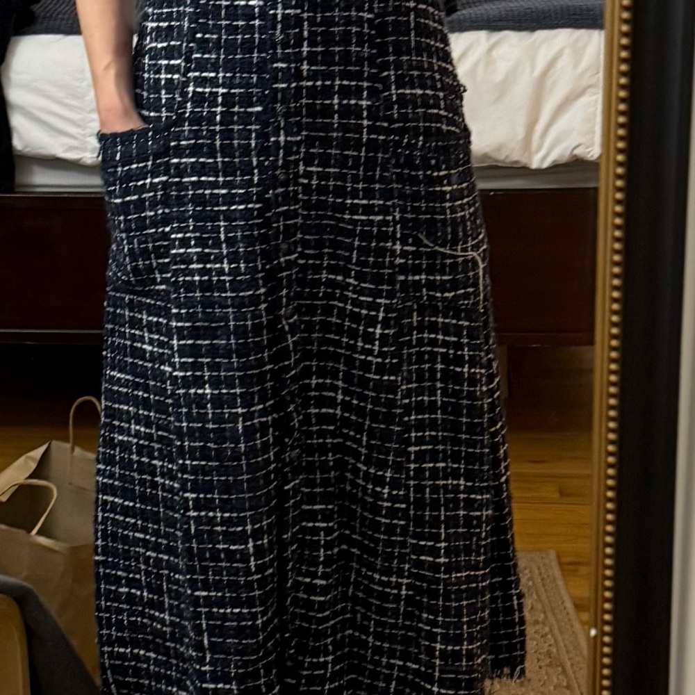Zara Black and White Tweed Maxi Dress